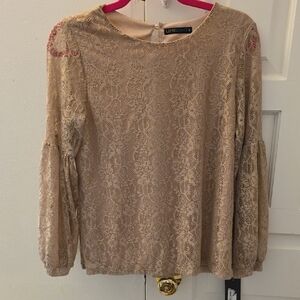 Limelight Tan Lace Blouse